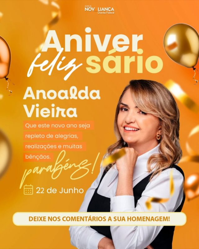 🩷 Hoje é o dia dela!
 🎉 Feliz aniversário, Pra. Anoalda!

Uma mulher de fé, amor e visão. Quem já foi abençoado por uma palavra, um abraço ou até mesmo um simples sorriso da pastora Anoalda, sabe o quanto ela é especial!

👇🏼 Deixe nos comentários uma palavra de carinho, uma lembrança ou uma oração por essa mulher de Deus! Vamos juntos celebrar a vida de quem tanto abençoa a nossa.

🕊️ “Mulher virtuosa, quem a achará? O seu valor muito excede ao de rubis.” – Provérbios 31:10