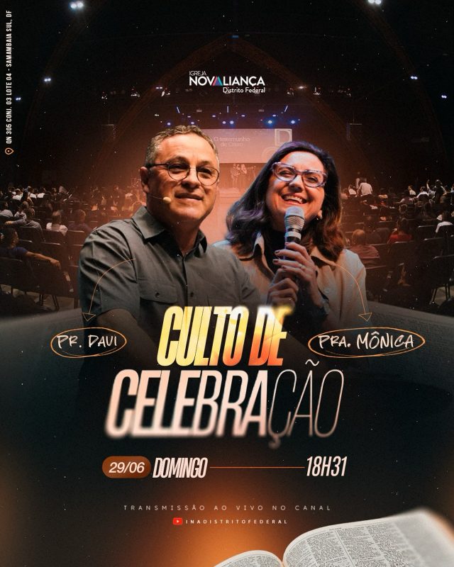 ✨ Domingo é dia de celebração!

Venha com o coração aberto para receber uma palavra poderosa do Pr. Davi de Sousa e tudo o que Deus tem preparado para você!

📍 Qn 305 Cj 03 Lt 04 - Samambaia 
🗓 29/06 (Domingo)
⏰ 18h31
📲 Transmissão ao vivo no YouTube: inadistritofederal