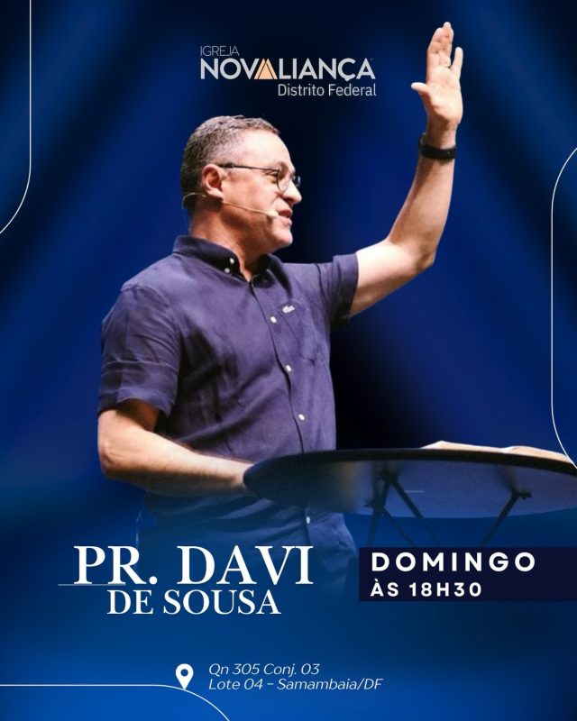 Amanhã é dia de estarmos juntos na presença de Deus. Teremos um culto especial com a ministração do Pr. Davi de Sousa, um tempo preparado para fortalecer a nossa fé e alinhar o nosso coração com aquilo que o Senhor tem para nós. Te esperamos às 18h30 📍QN 305, Conj. 03, Lote 04, Samambaia/DF. Convide alguém e venha viver esse momento conosco.